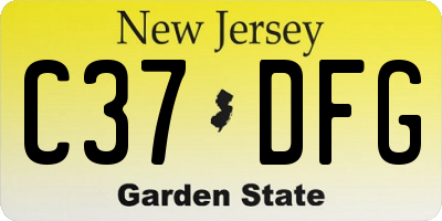 NJ license plate C37DFG