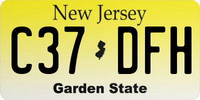 NJ license plate C37DFH