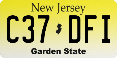 NJ license plate C37DFI