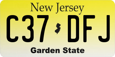 NJ license plate C37DFJ