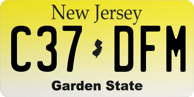 NJ license plate C37DFM