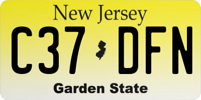 NJ license plate C37DFN