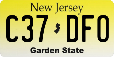 NJ license plate C37DFO
