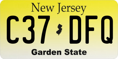NJ license plate C37DFQ
