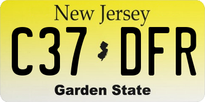 NJ license plate C37DFR