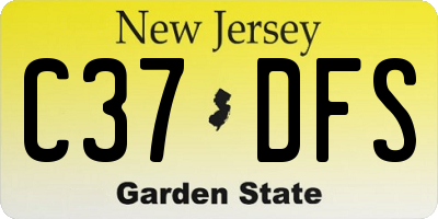NJ license plate C37DFS