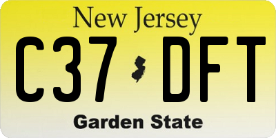NJ license plate C37DFT