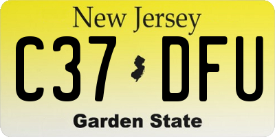 NJ license plate C37DFU