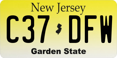 NJ license plate C37DFW