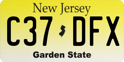 NJ license plate C37DFX