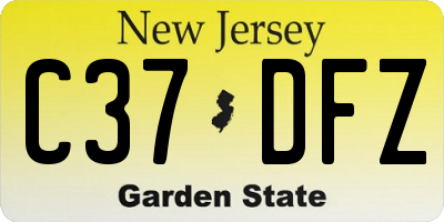 NJ license plate C37DFZ