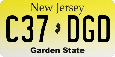 NJ license plate C37DGD