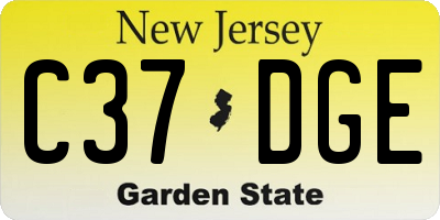 NJ license plate C37DGE