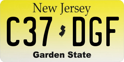 NJ license plate C37DGF