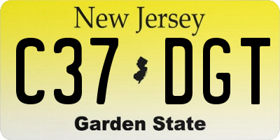 NJ license plate C37DGT