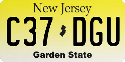 NJ license plate C37DGU
