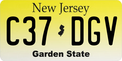 NJ license plate C37DGV