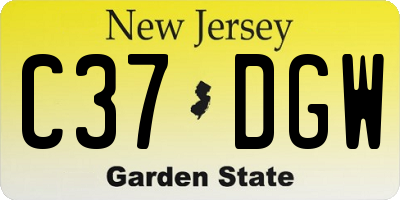 NJ license plate C37DGW
