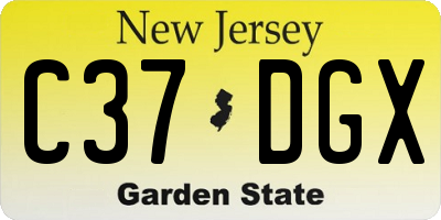 NJ license plate C37DGX