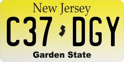 NJ license plate C37DGY
