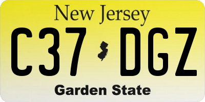 NJ license plate C37DGZ