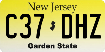 NJ license plate C37DHZ