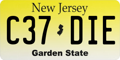 NJ license plate C37DIE