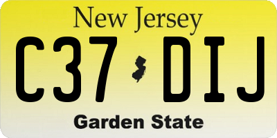 NJ license plate C37DIJ