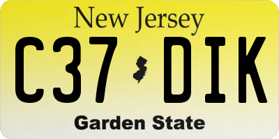 NJ license plate C37DIK
