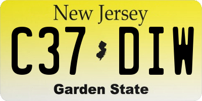 NJ license plate C37DIW