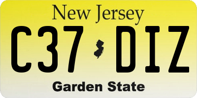 NJ license plate C37DIZ