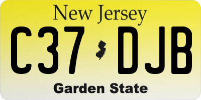 NJ license plate C37DJB