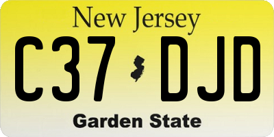 NJ license plate C37DJD