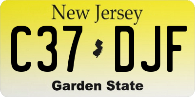 NJ license plate C37DJF