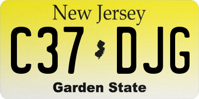 NJ license plate C37DJG
