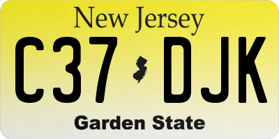 NJ license plate C37DJK