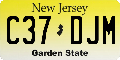 NJ license plate C37DJM