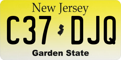 NJ license plate C37DJQ