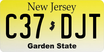 NJ license plate C37DJT