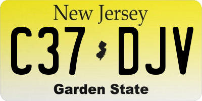 NJ license plate C37DJV