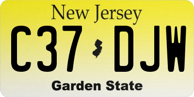 NJ license plate C37DJW