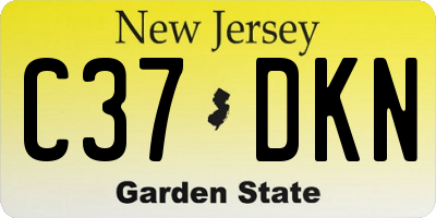 NJ license plate C37DKN