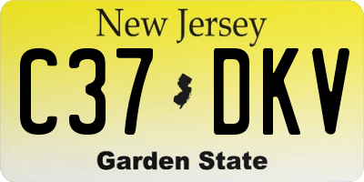 NJ license plate C37DKV