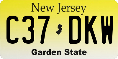 NJ license plate C37DKW