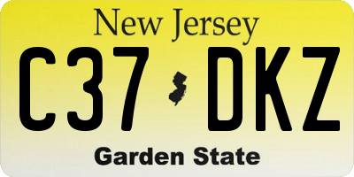 NJ license plate C37DKZ