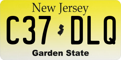 NJ license plate C37DLQ