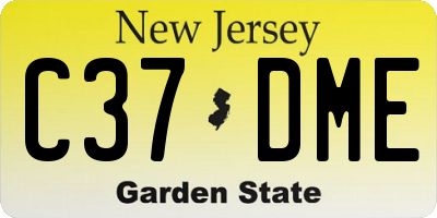 NJ license plate C37DME