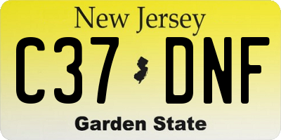 NJ license plate C37DNF