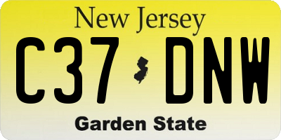 NJ license plate C37DNW