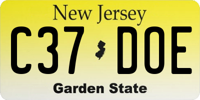 NJ license plate C37DOE